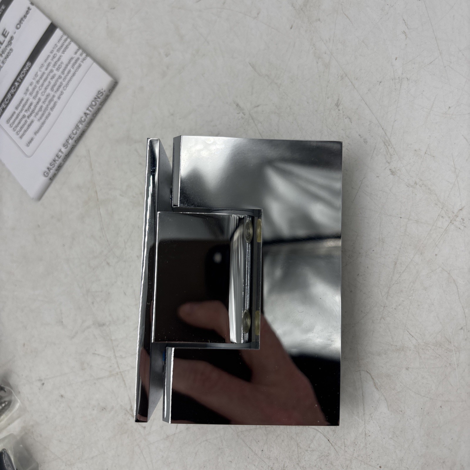 Glendale Adjustable Square Wall Mount Hinge Offset Back Plate Polished Chrome