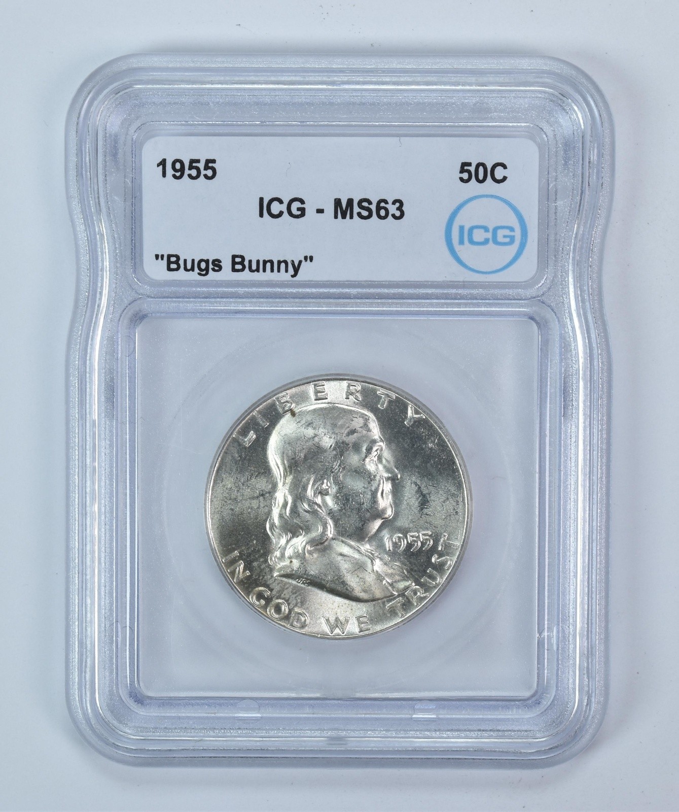 1955 Franklin Half Dollar Bugs Bunny MS63 ICG