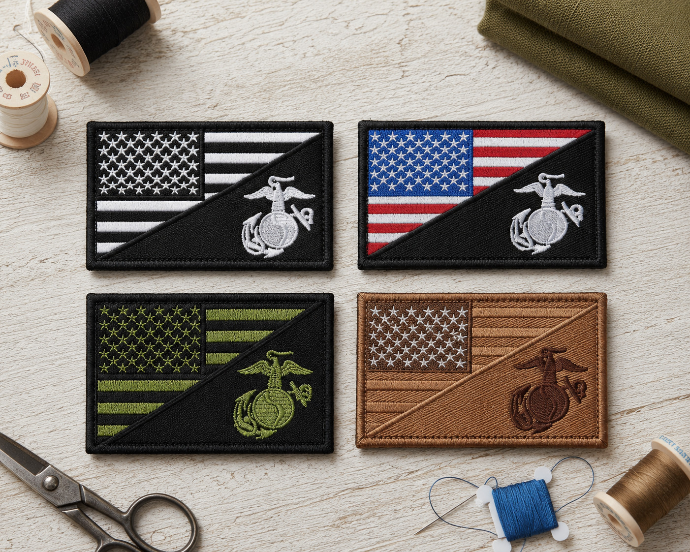 United States Marine Corps American Flag Military Hook and Loop Patch 3x2 Inch
