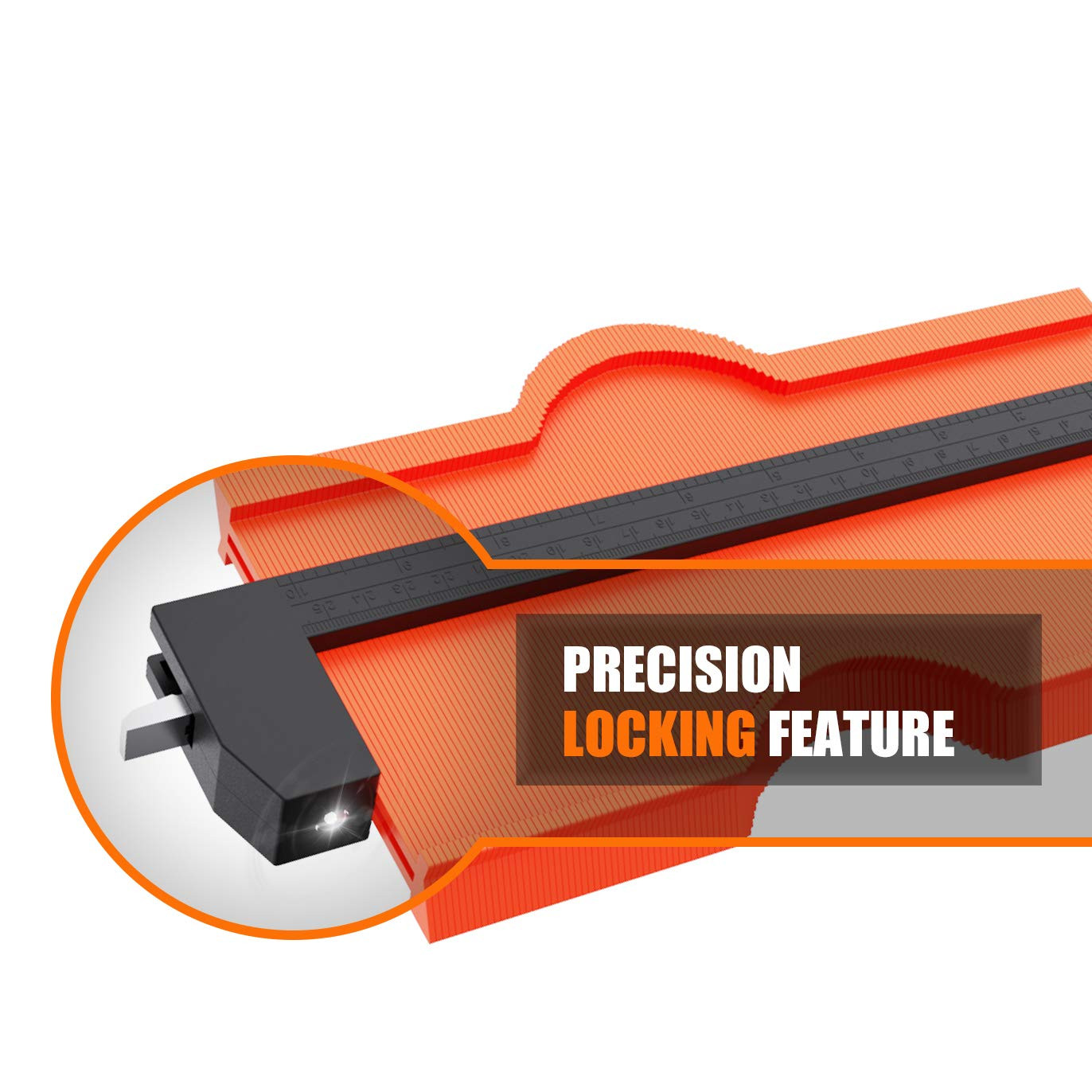 Contour Gauge Profile Tool with Light 5+10 Inch - Super Duplicator Shape
