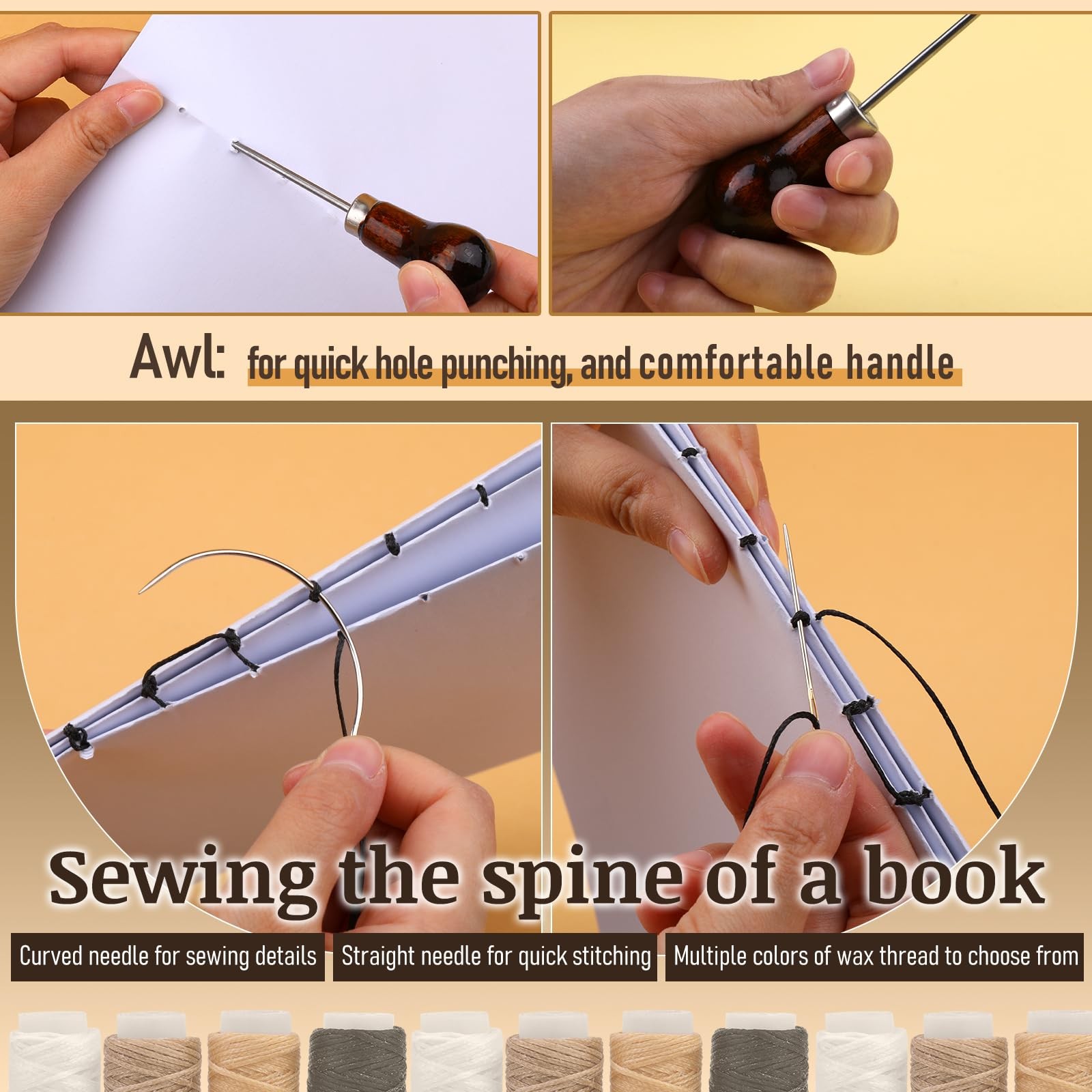 33 Pcs Bookbinding Kits 4 Pcs Bone Folder Paper Creaser Paper Folding Tool Book