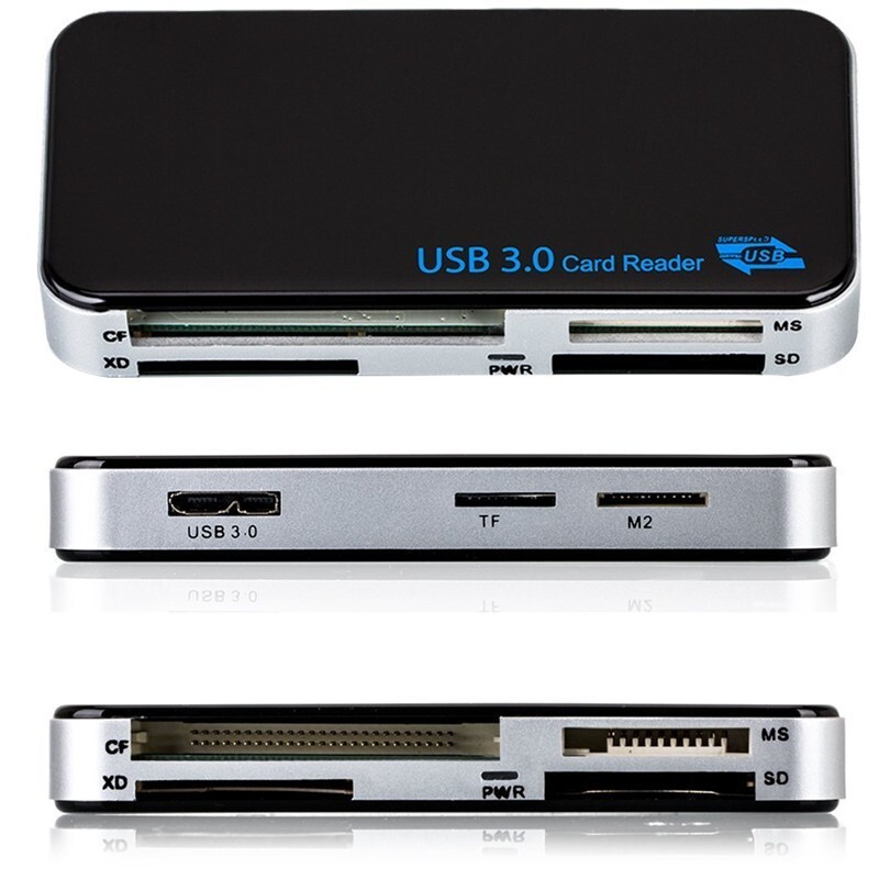 5GBPS USB 3.0 Memory Card Reader Adapter Fit For CF/TF/SD/Micro SD/XD/M2/MS Card
