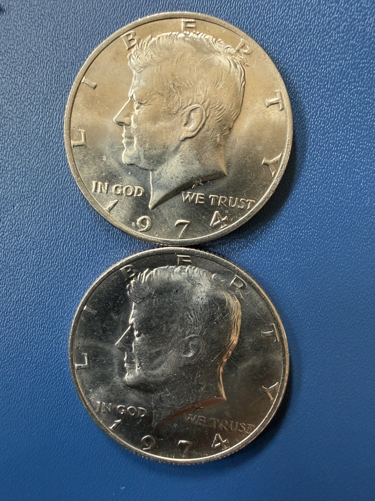 1974 P (2) Kennedy Half Dollar BU uncirculated. Great preservation.