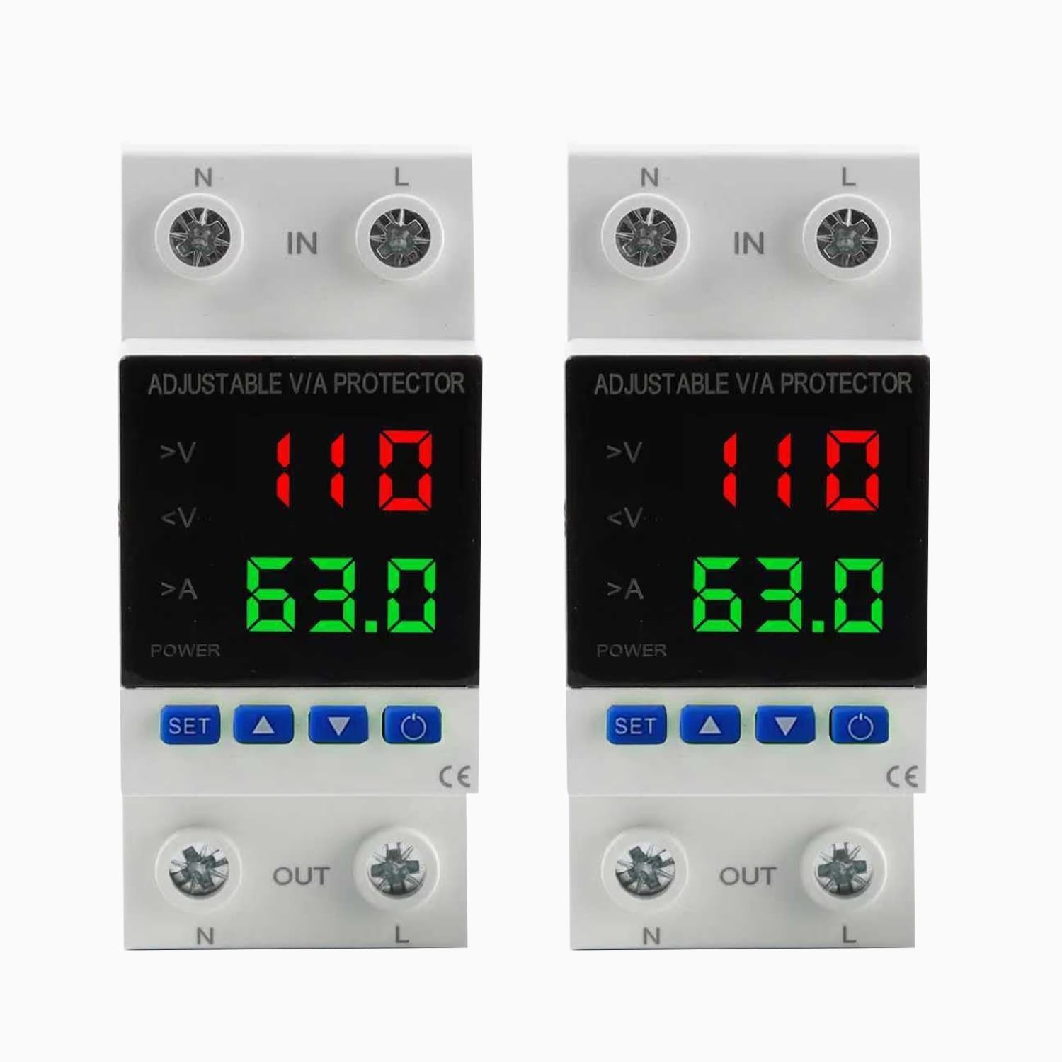Smart Voltage Protector, 1-63A Adjustable 110V DIN Rail Mount Circuit Break new