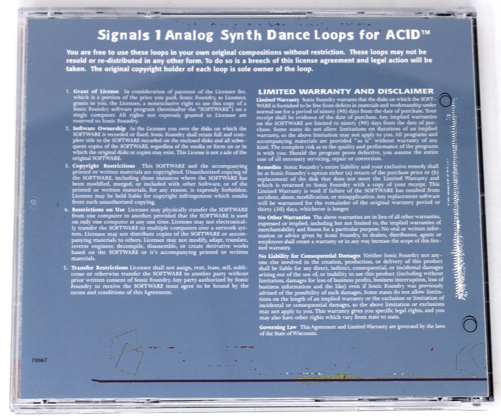 Sonic Foundry Fuel Signals 1 Loops For Acid Sample/Sound Library/Sampling CD