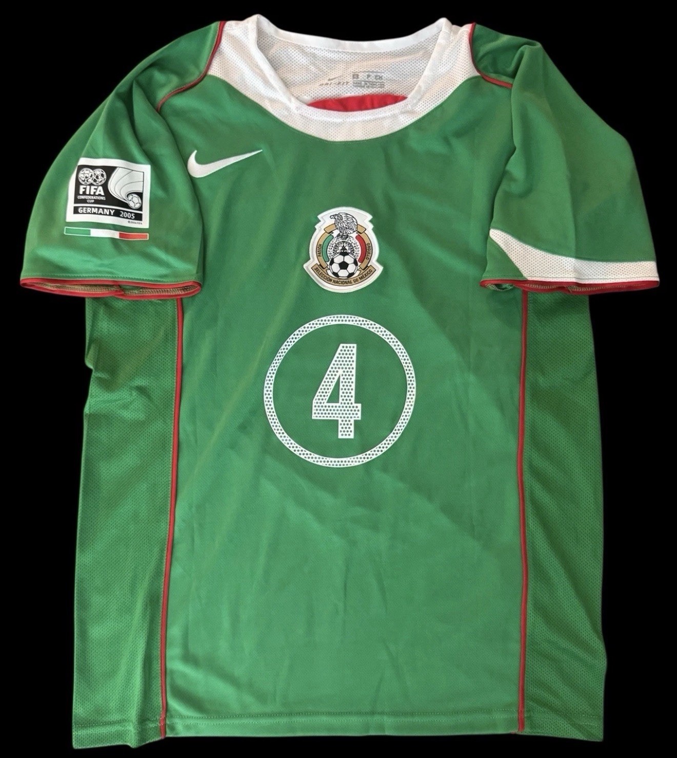Rafa Márquez #4 Mexico 2005 Home Jersey L Green Nike Selección Soccer