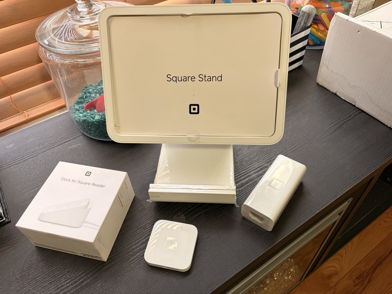 Square Square Stand POS System with Dock for Square Reader, White