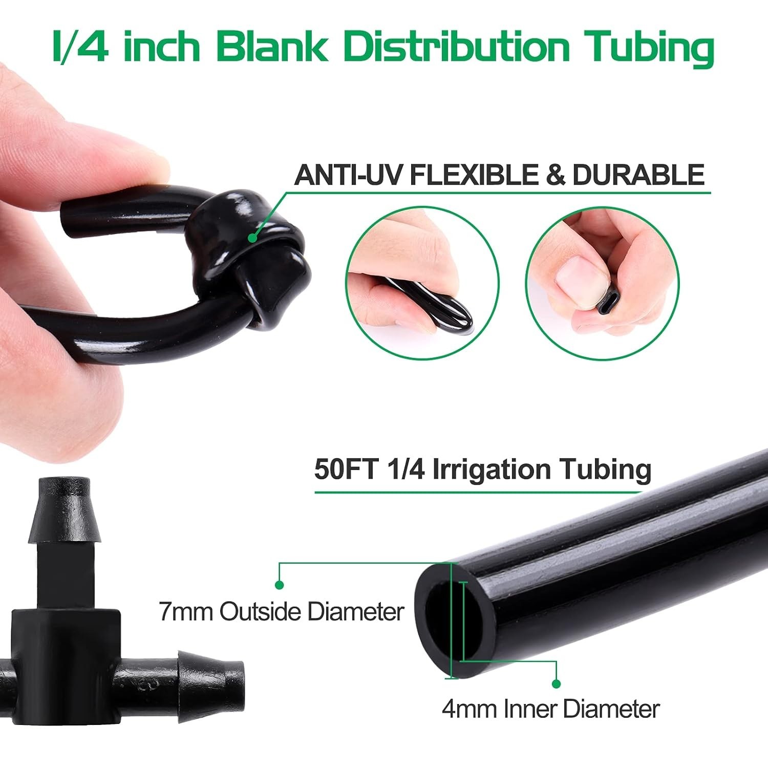 DIY 50FT Greenhouse Irrigation System - Adjustable Nozzle & Timer Compatible