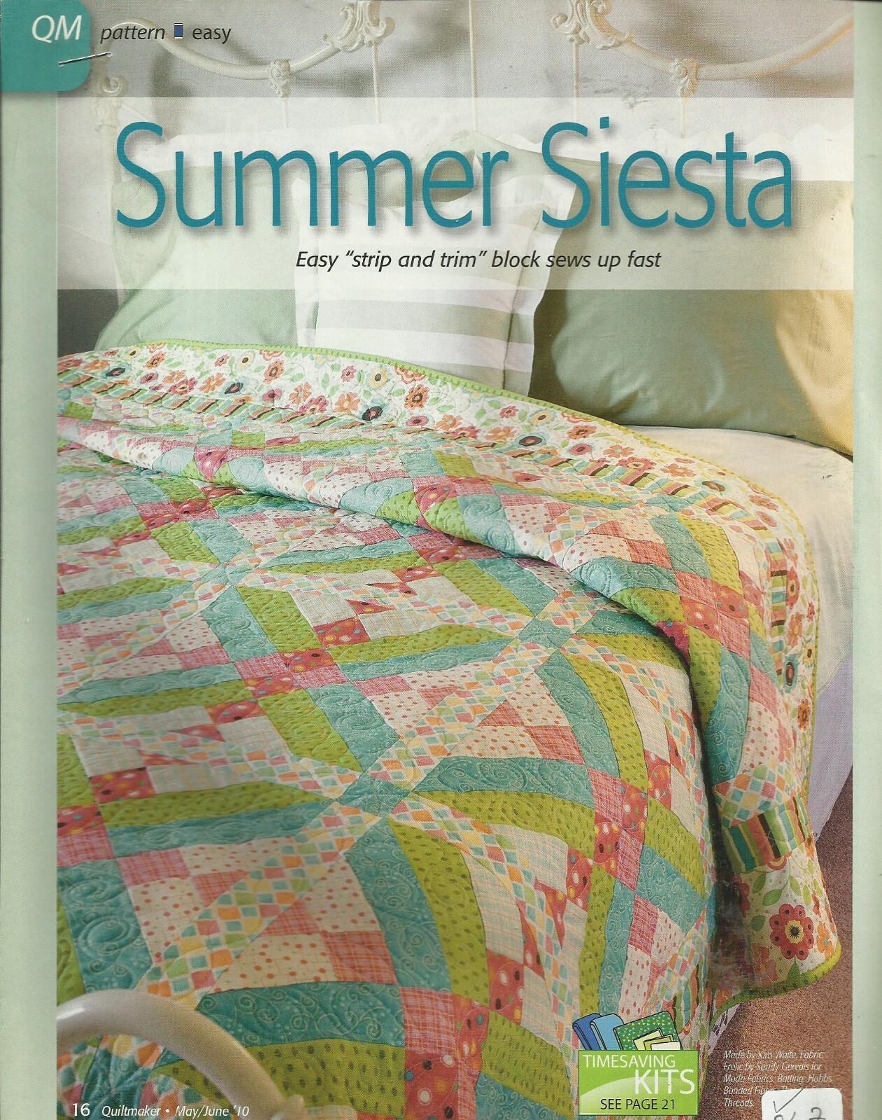 E0162 SUMMER SIESTA   QUILT PATTERN/INSTRUCTIONS