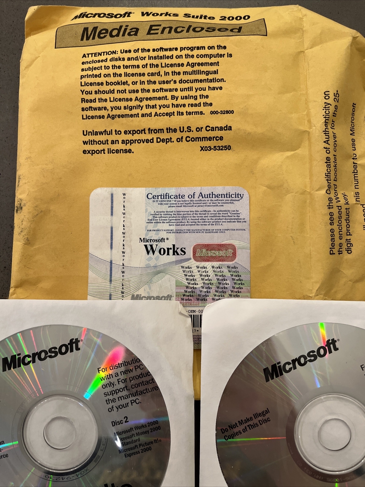 Microsoft WorkSuite 2000 - 8 Discs - Certificate Of Authenticity