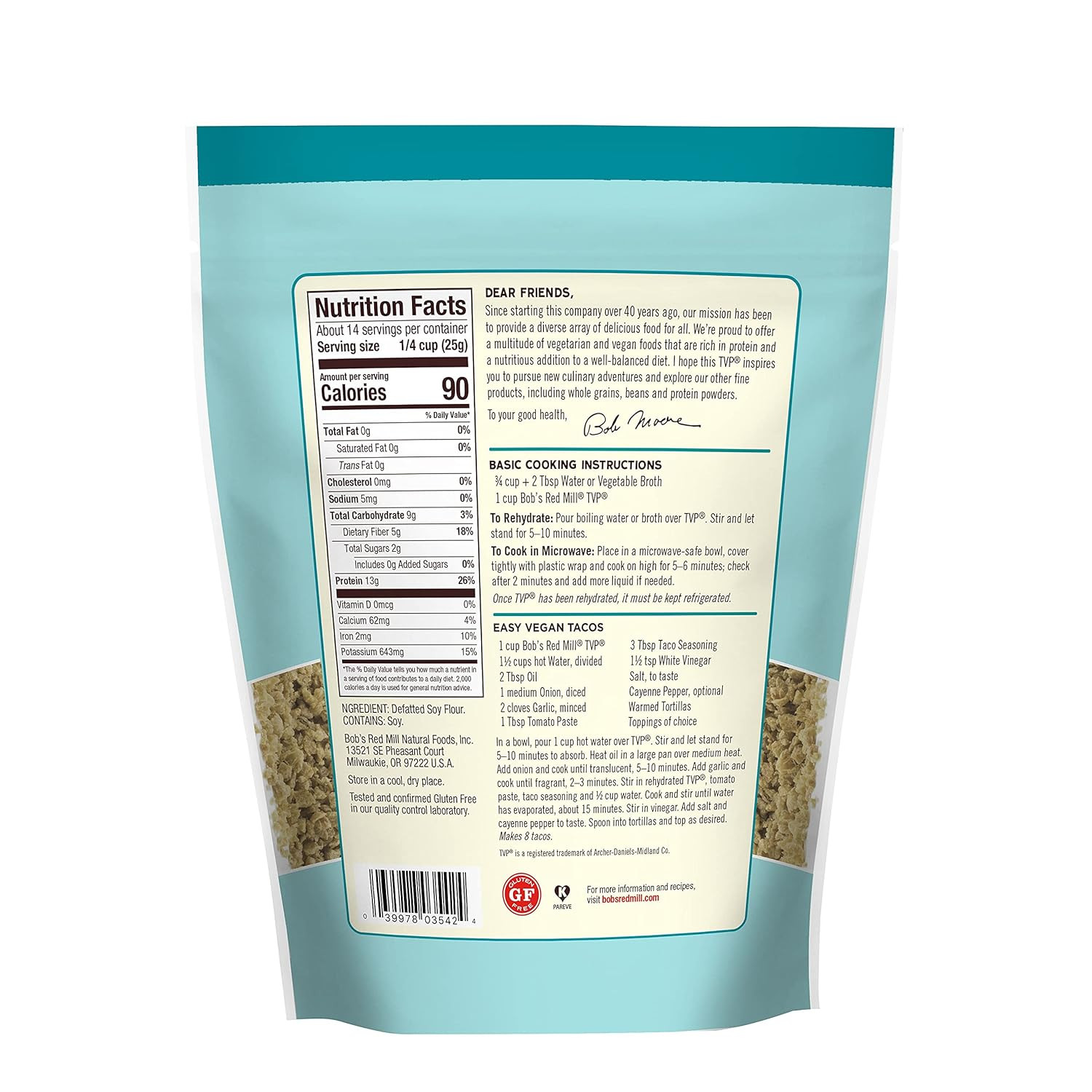 Bob'S Red Mill Textured Vegetable Protein, 12 Oz, 2 Pk