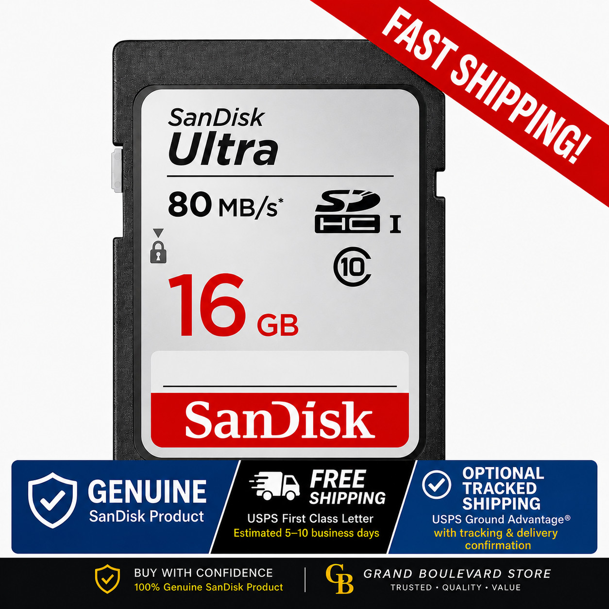 5x SanDisk Ultra 16GB 80MB/s SD SDHC SDSDUNC Camera Card 10 Genuine OEM
