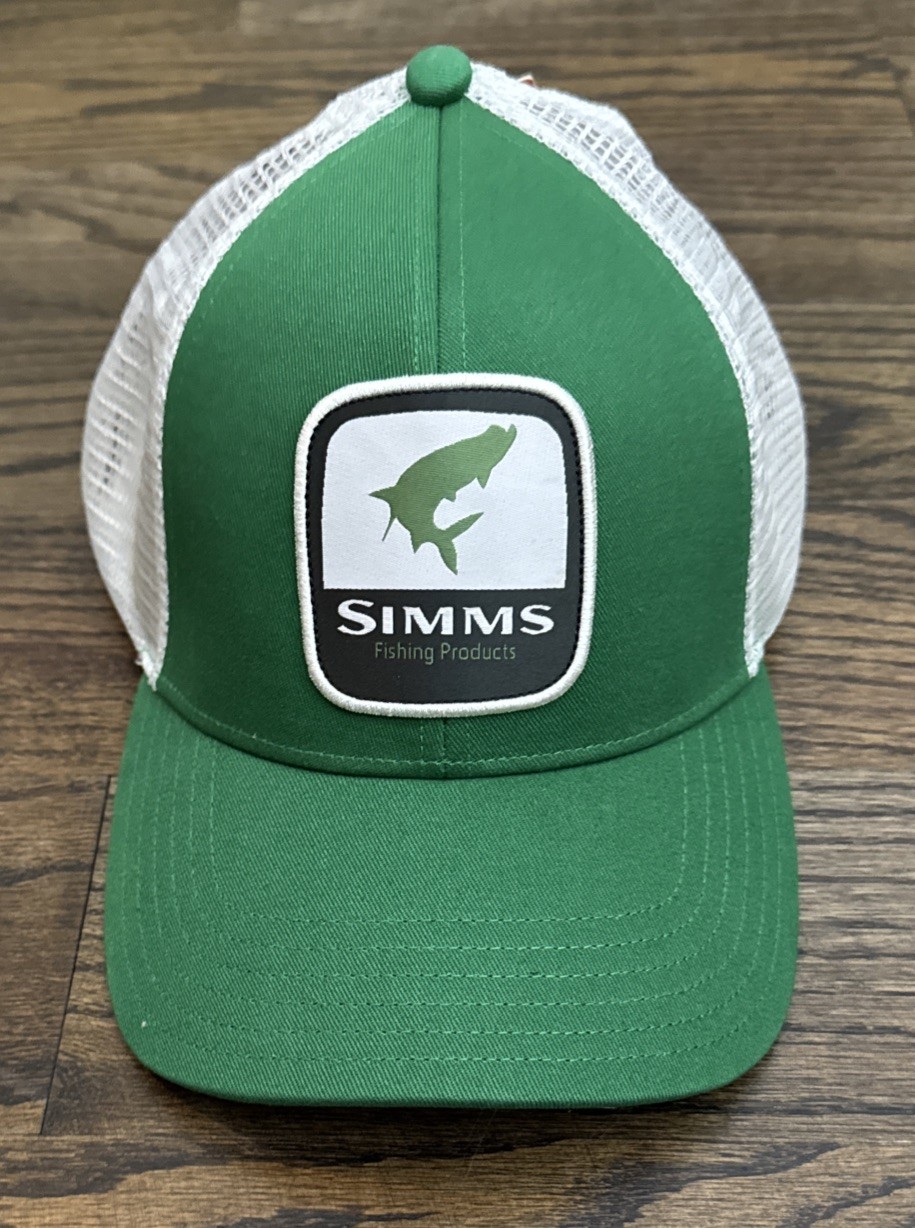 Simms Fishing Tarpon Patch Trucker Cap Green NoGlare Black Undrbrim RARE Classic
