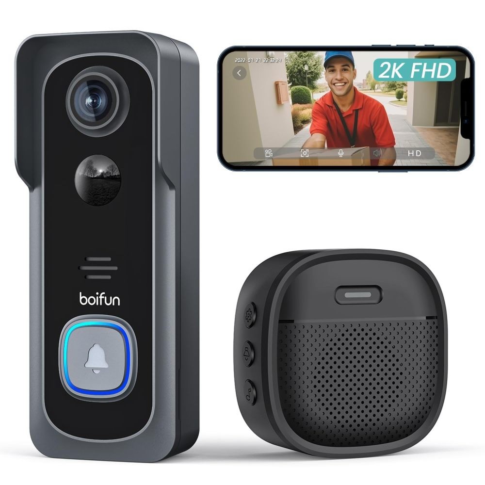 2.4 GHz Video Doorbell Camera Wireless–No Subscription Required, 166° Wide View
