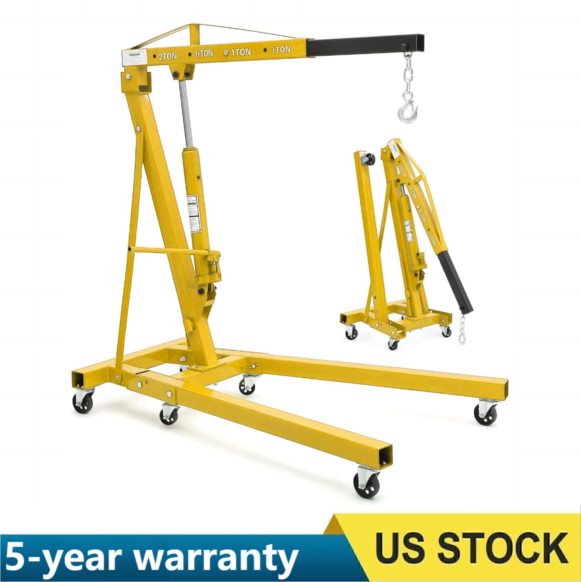 🚩2 Ton Motor Engine Hoist Hydraulic Cherry Picker Shop Crane Hoist Lift W 6 Whe