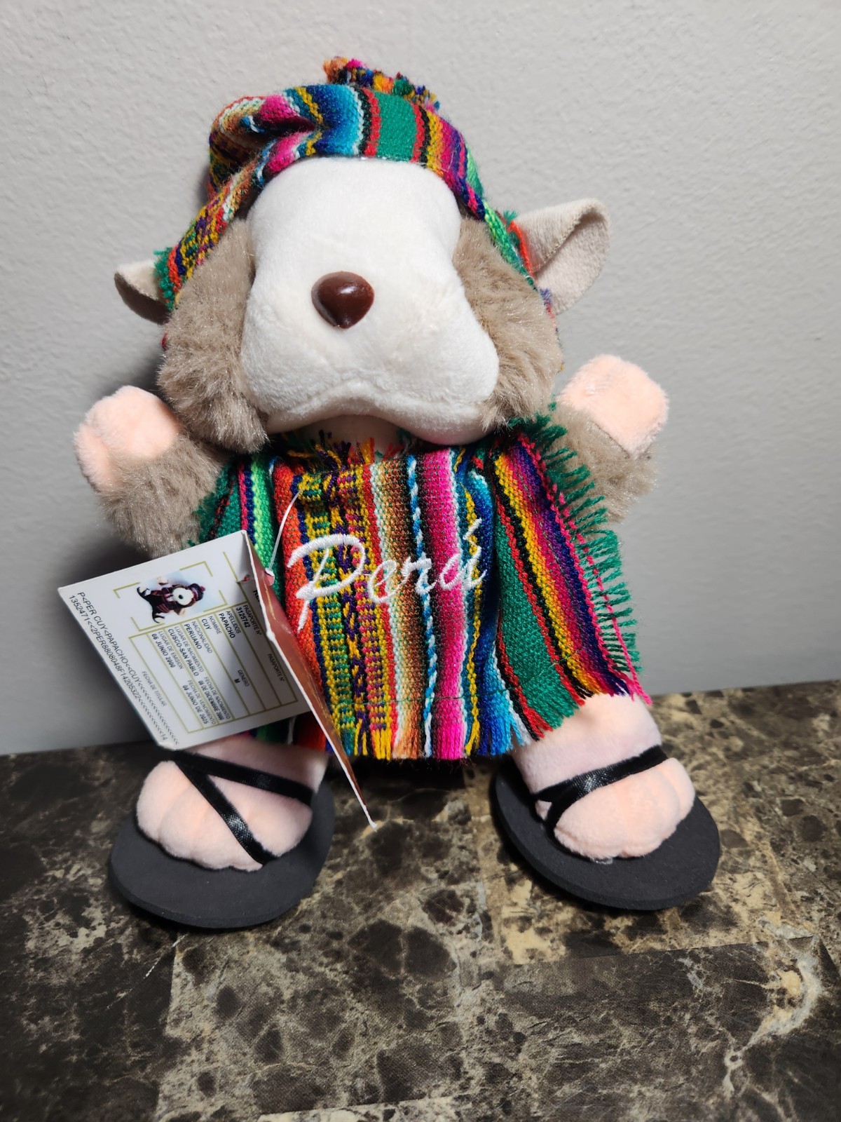 Stuffed Peruvian Guinea Pig Plush Peru Stuffed Animal Cuy Papacho W/ Passport 8"