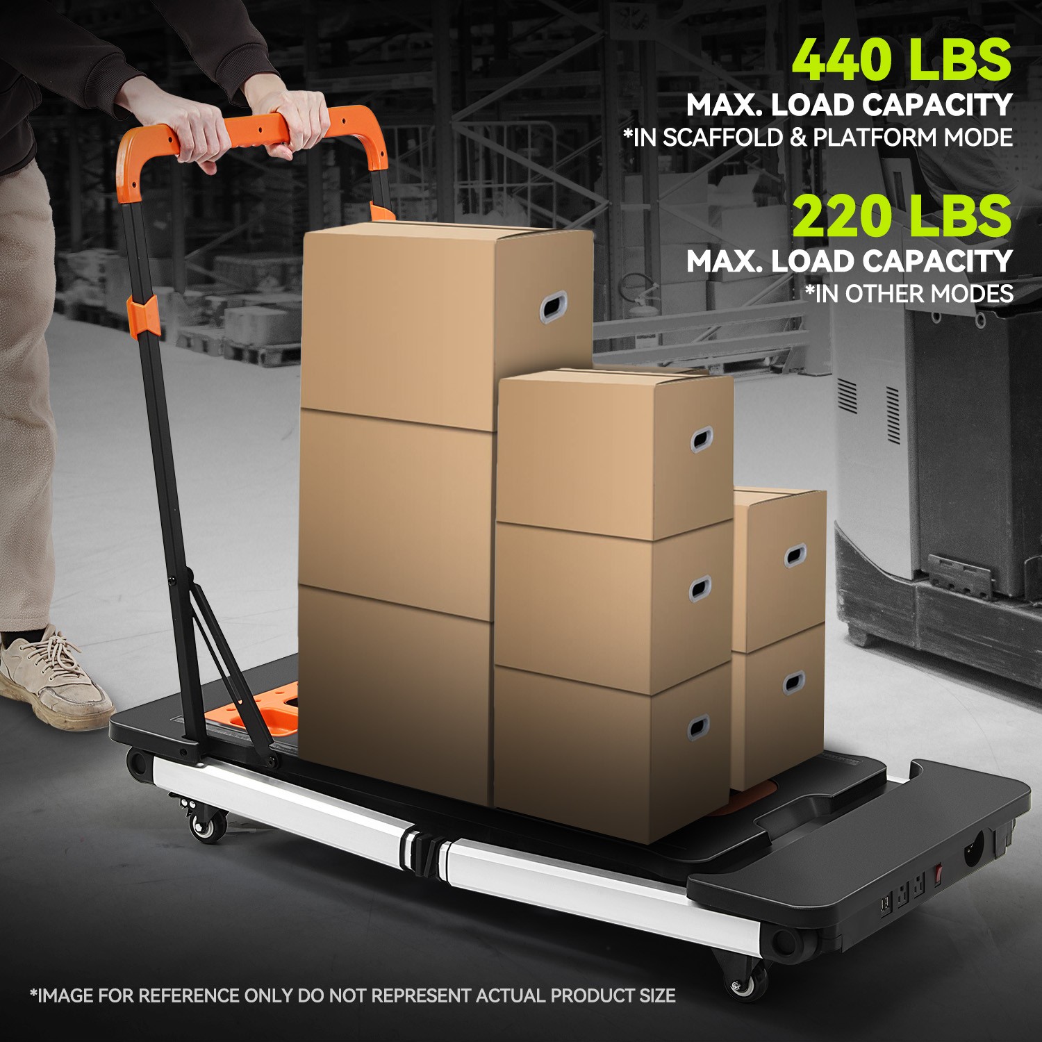 Orange 7-In-1 Multifunctioanl Adjustable Foldable 220LB Work Bench w/ 4 Wheels