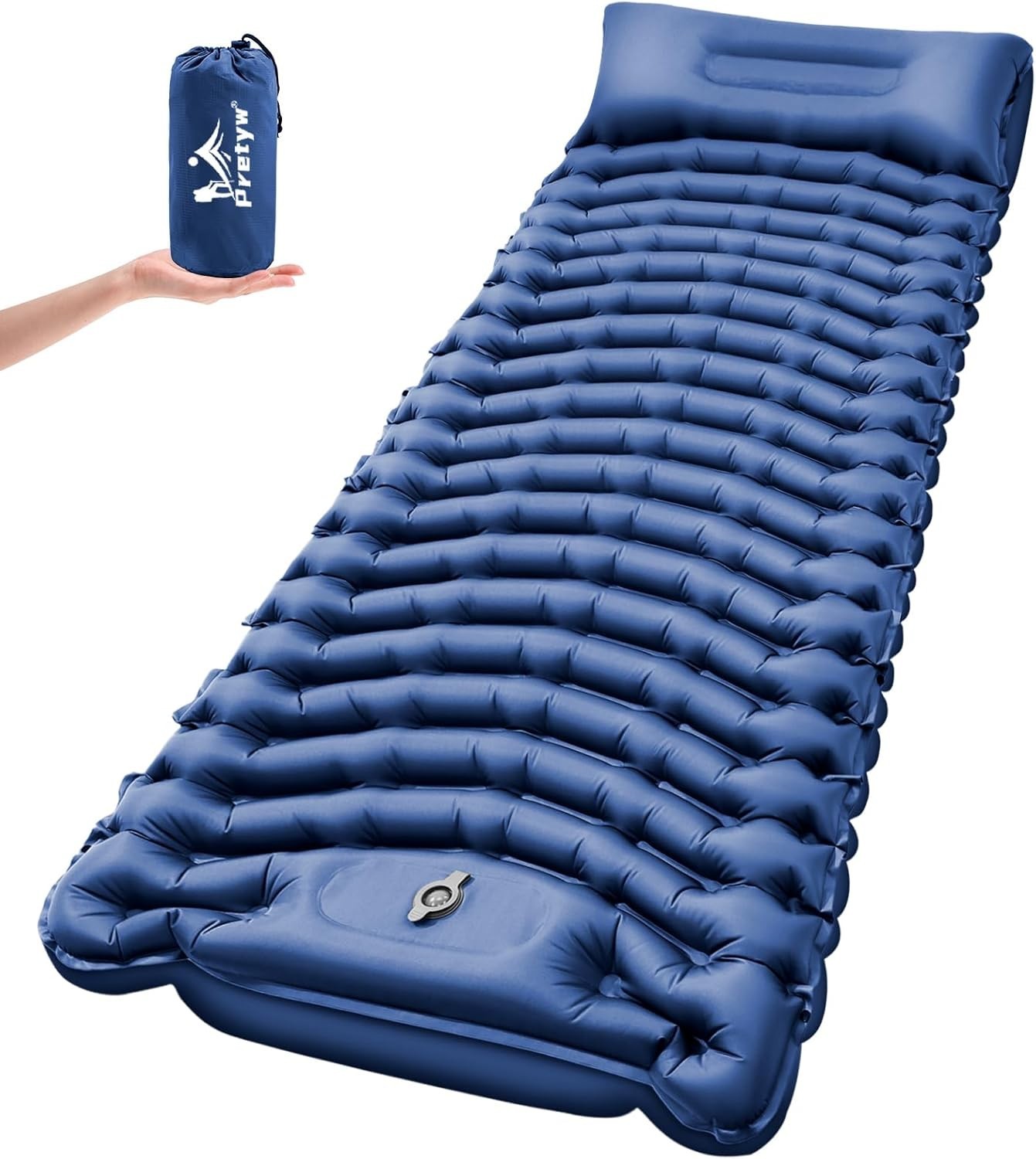 Colchon inflable camping con bomba pie almohada integrada compacto ligero viaje