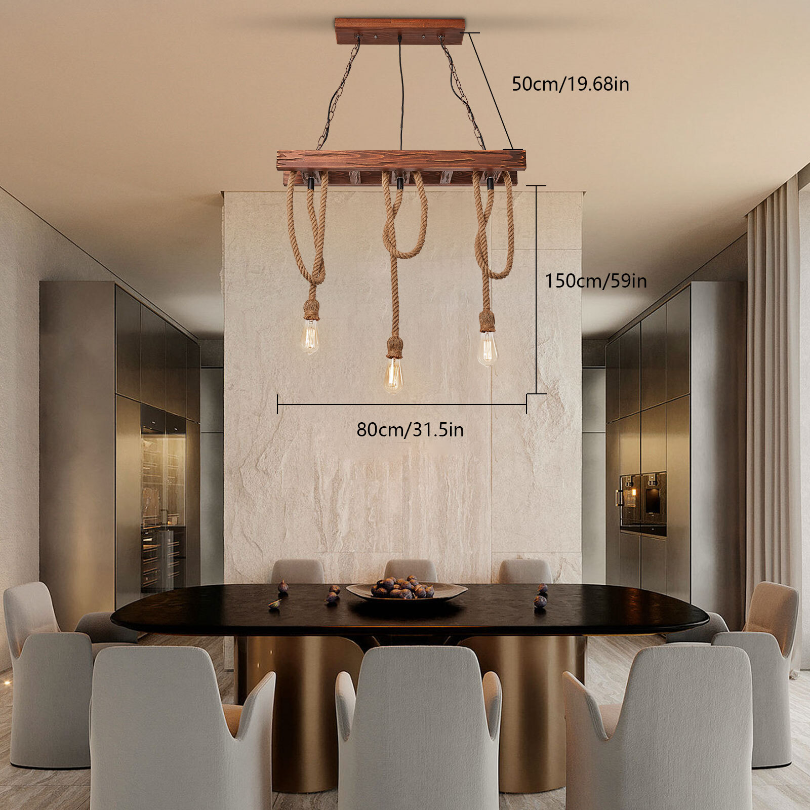 3 Heads Farmhouse Chandelier Lighting Iron Hanging Fixture Kitchen Pendant Lamp