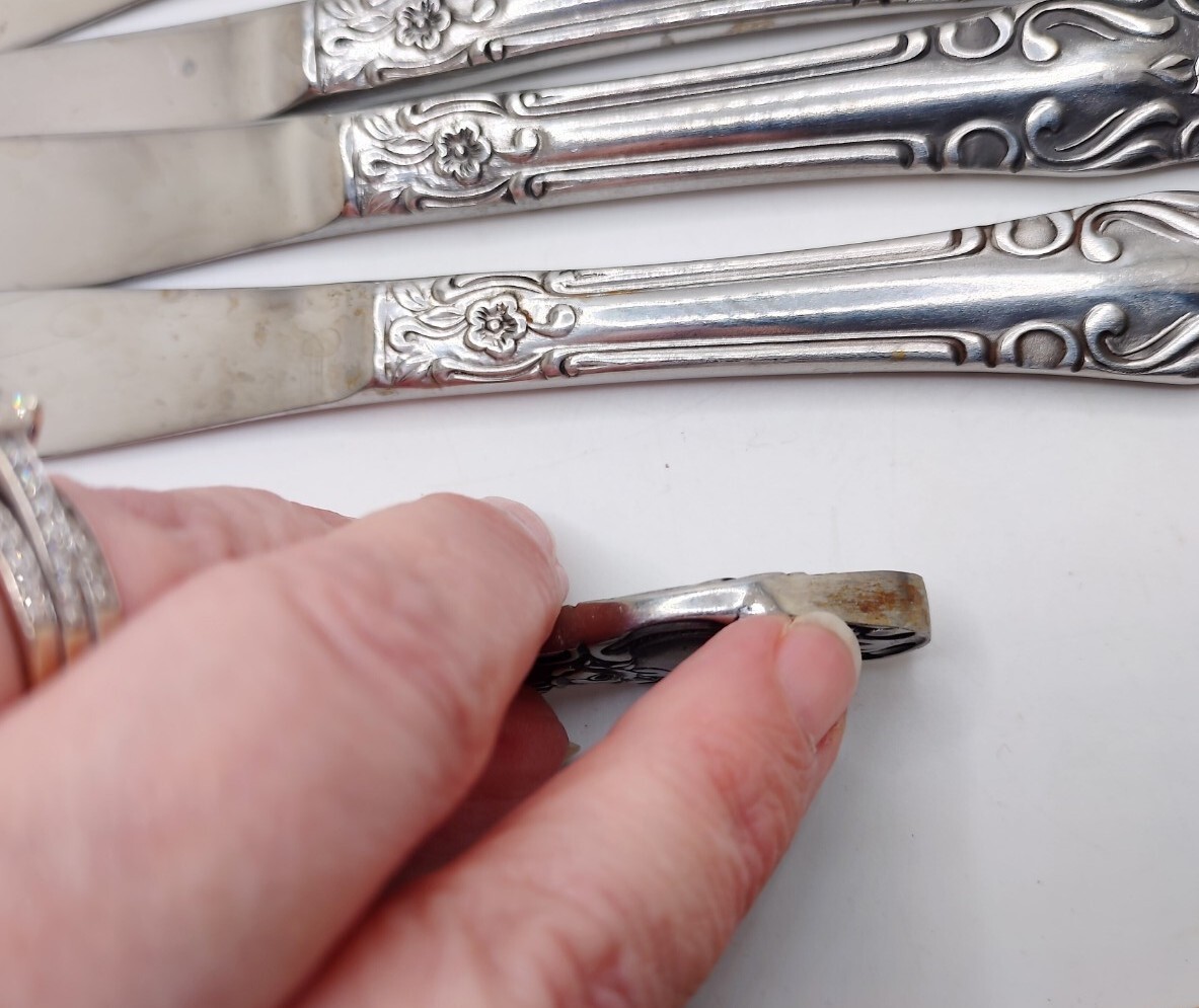 Vtg Stainless Steel Floral Scroll Edge Flatware Set Dillards Korea Retired 50pc