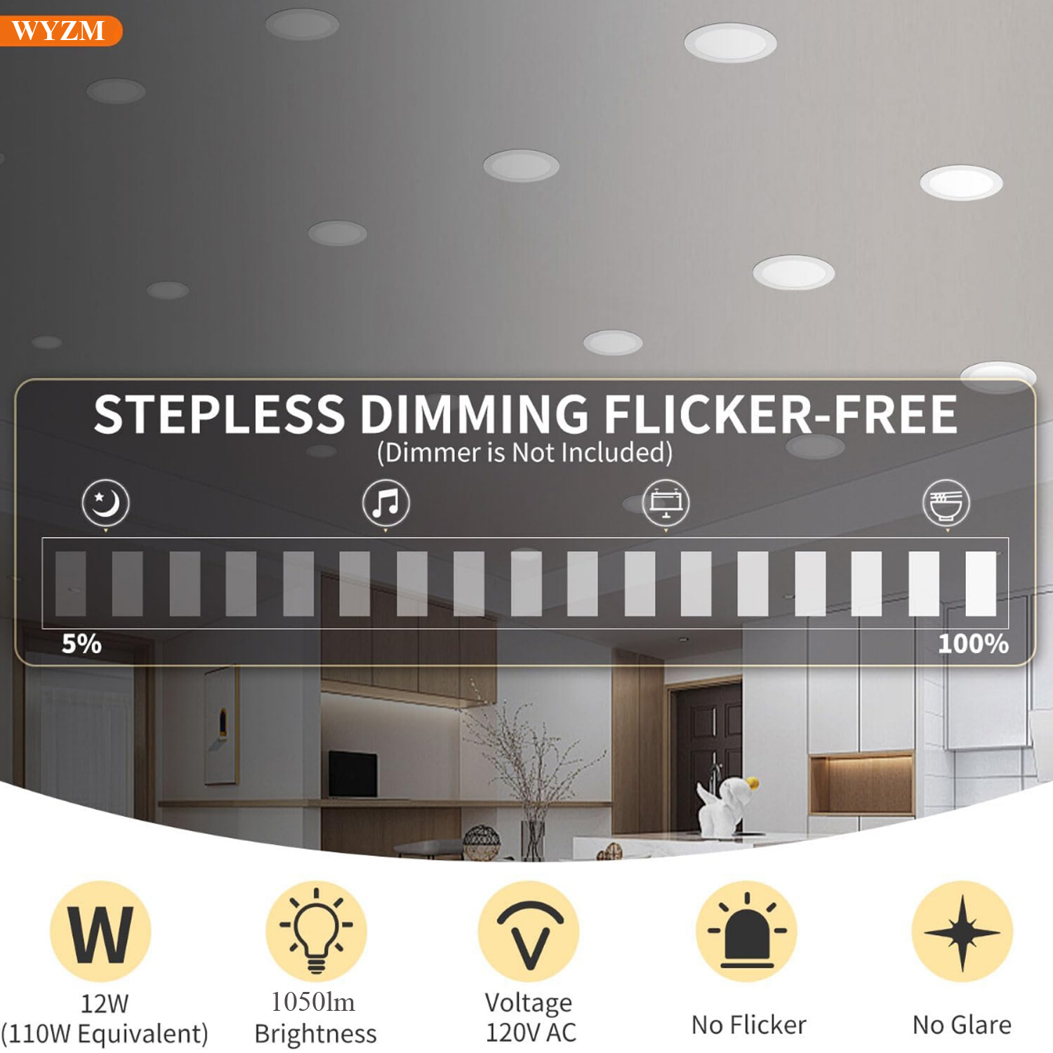 12Pack 6 Inch Ultra-Thin LED Recessed Ceiling Light,3000K/4000K/5000K Selectable