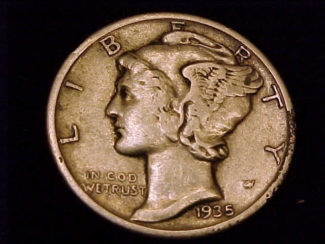 1935-S Mercury Dime, Very Fine Grade.