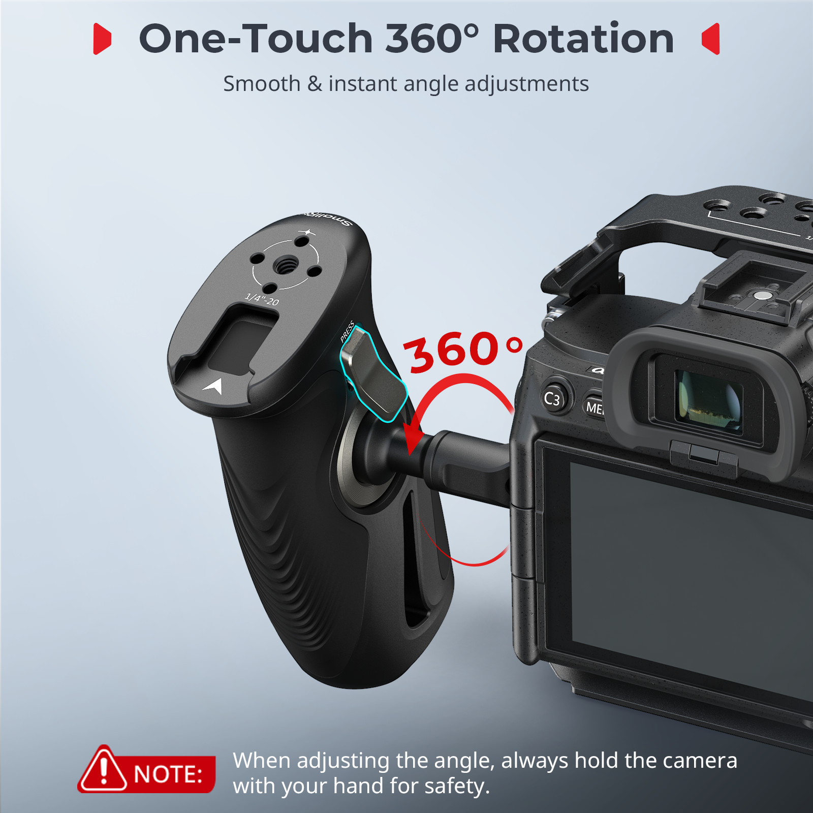SmallRig Push-Button Rotating Side Handle with 1/4"-20 Screws 5194