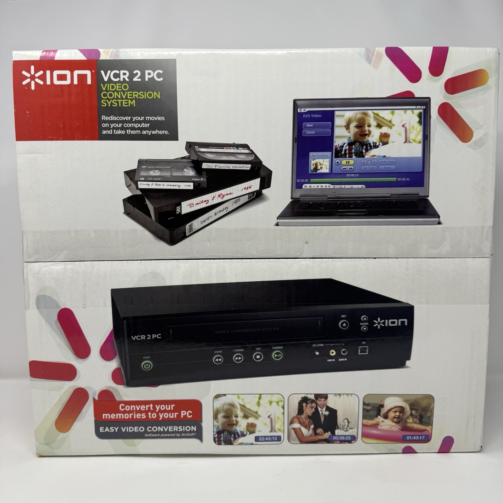 NEW ION VCR 2 PC USB VHS Video to Computer Conversion System Digital Transfer