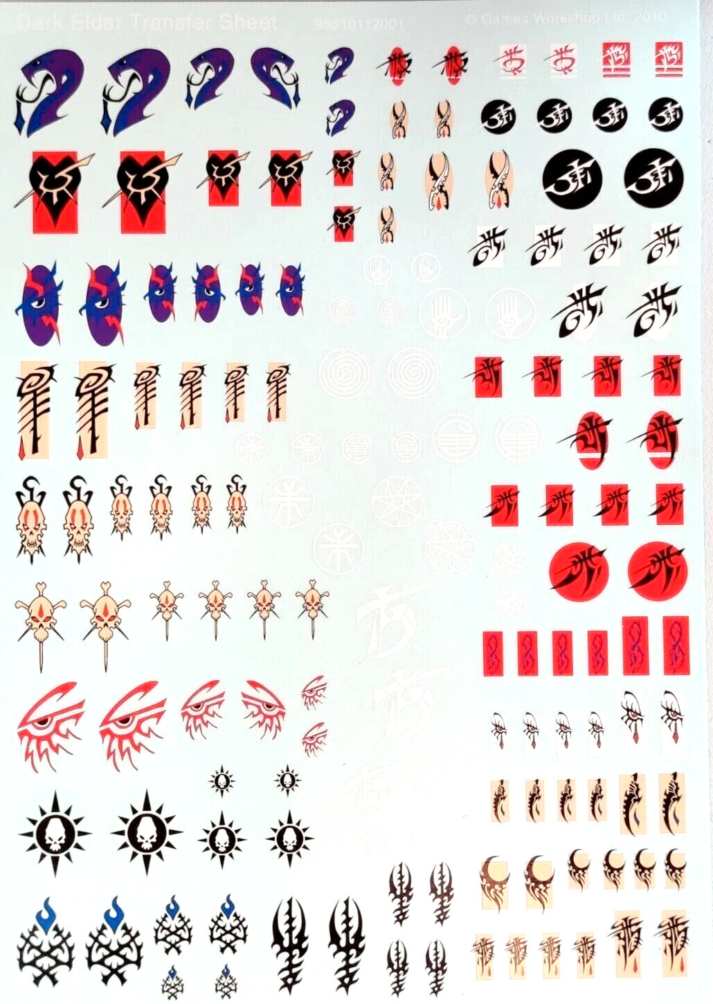 Warhammer 40k Dark Eldar transfer sheet - New