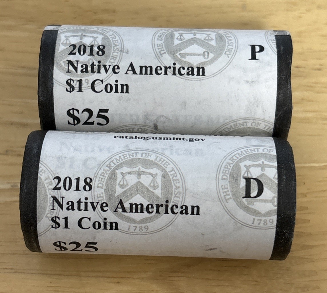 2018-P & D Sacagawea Native American Dollar US Mint Sealed Coin Rolls Sports 🏀