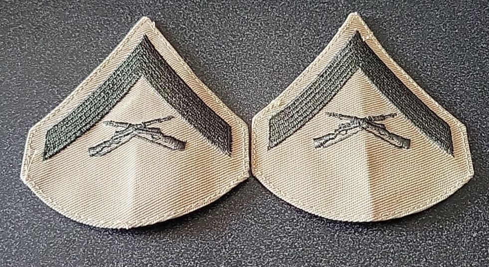 USMC FEMALE Marine Corps Rank Chevron: LCPL LANCE CORPORAL, pair - khaki