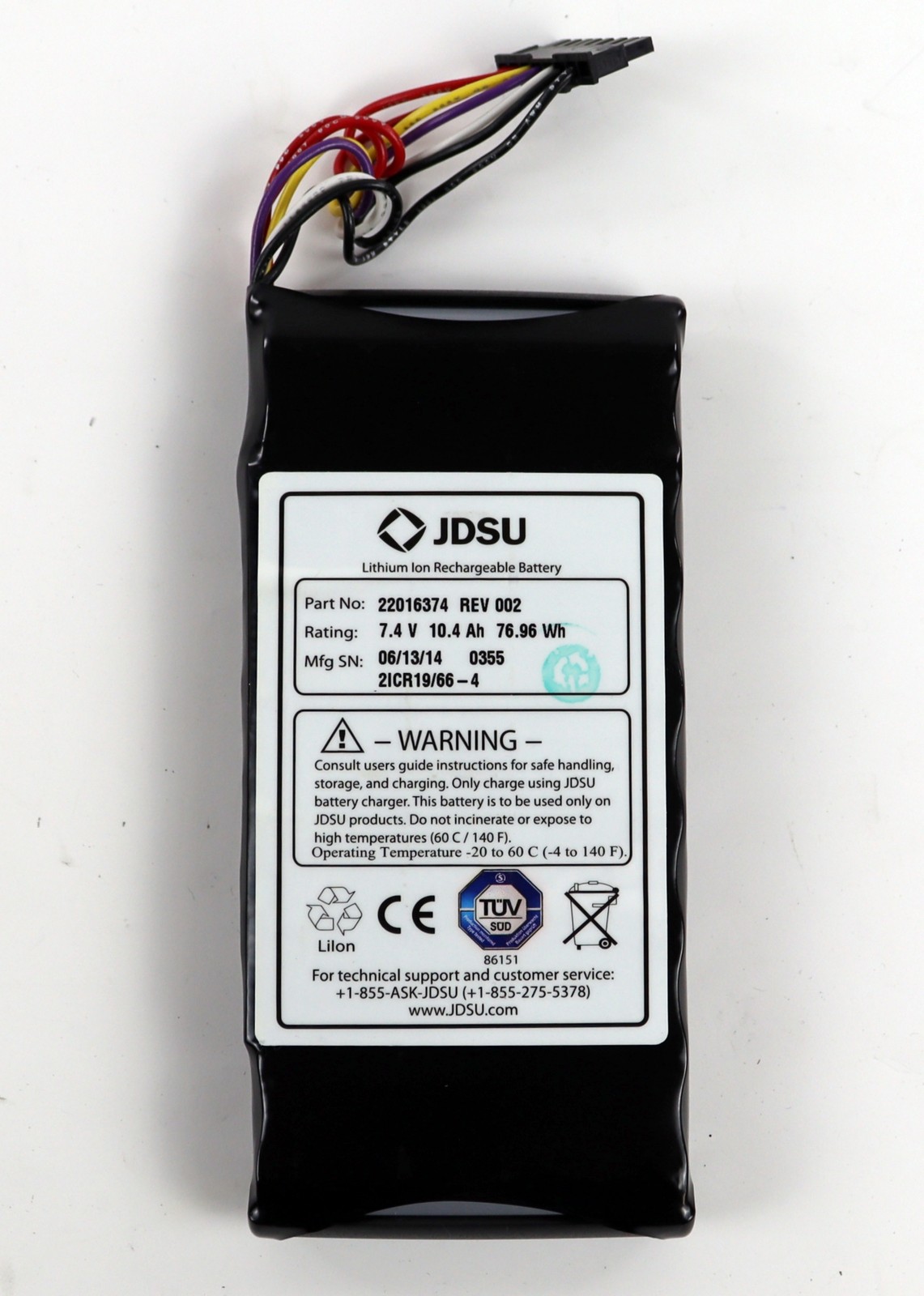 JDSU 22016374 Li Ion Rechargeable Battery 7.4V 10.4Ah 76.96Wh