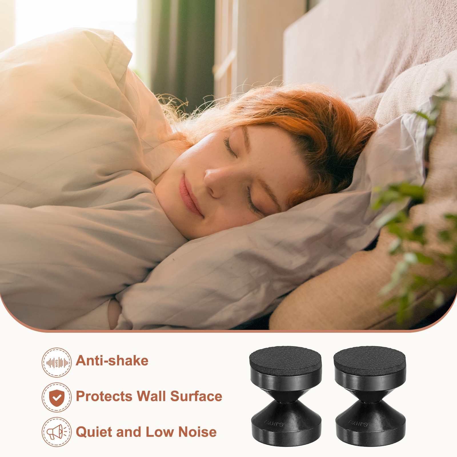 4 Pcs Headboard Stoppers, 1.85 Inch Adjustable Threaded Bed Frame Tool, Black