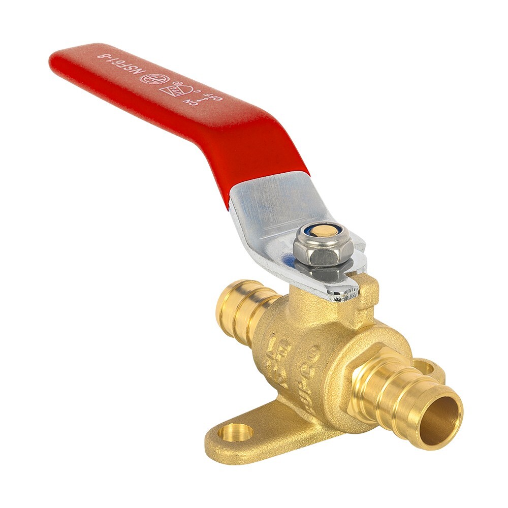 EFIELD 4 PCS 1/2"Pex Crimp Shut Off Brass Ball Valves/Drop Ear, Red& Blue Levers