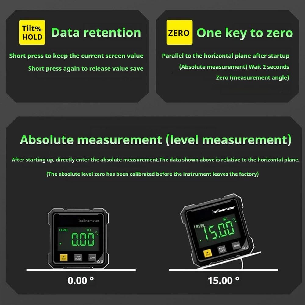 Magnetic Digital Angle Gauge, Digital Angle Finder Magnetic, Cube Inclinometer