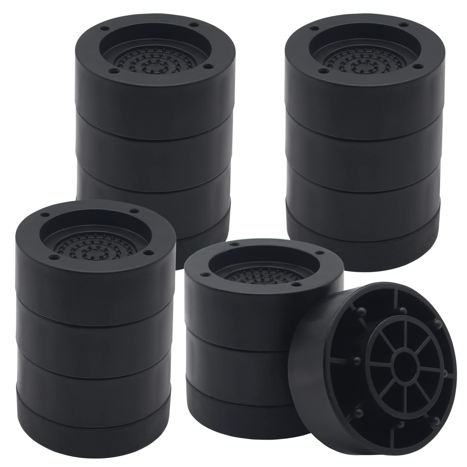 4 Sets Black Round Furniture Risers, Heavy Duty Bed Risers Lifts Height 1, 2, 3