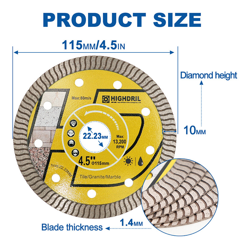 1pc 4.5"/5"/6" Diamond Cutting Blade Superthin Tile Cutting Disc Saw Blade