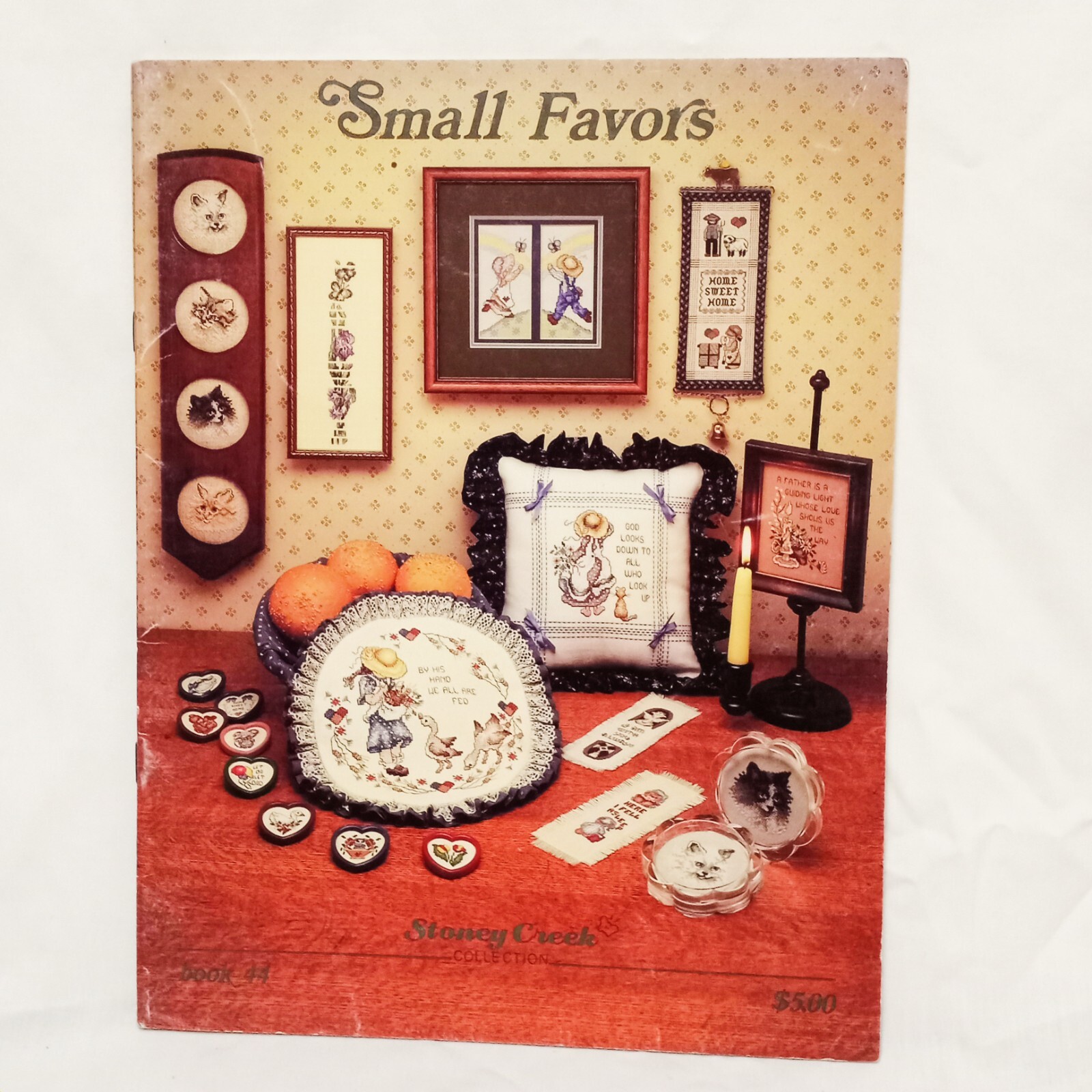 Small Favors Cross Stitch Leaflet 44 Stoney Creek 1986 Boy Girl Country Animals