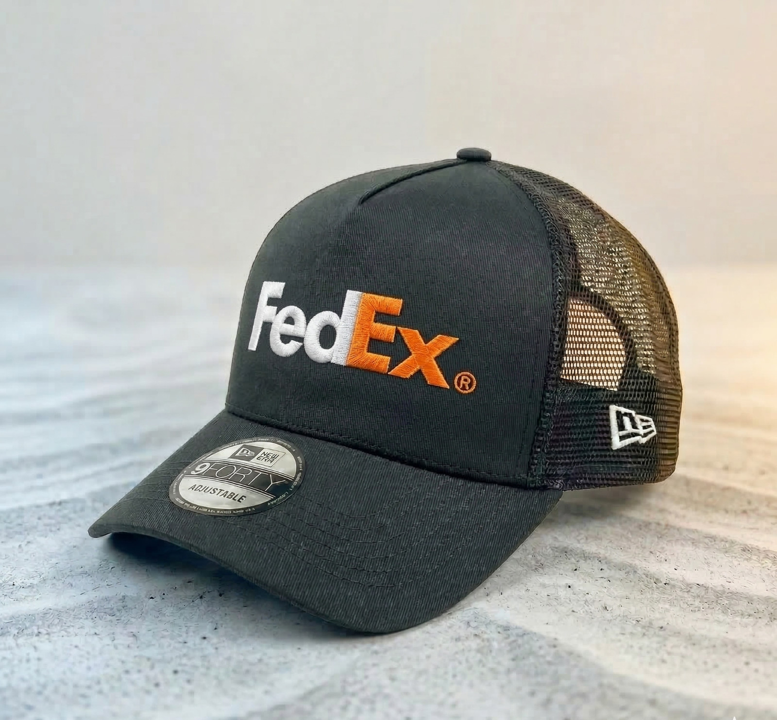 FedEx Trucker Hat Cap Black Mesh Adjustable Snapback Logo - Embroidered Cap
