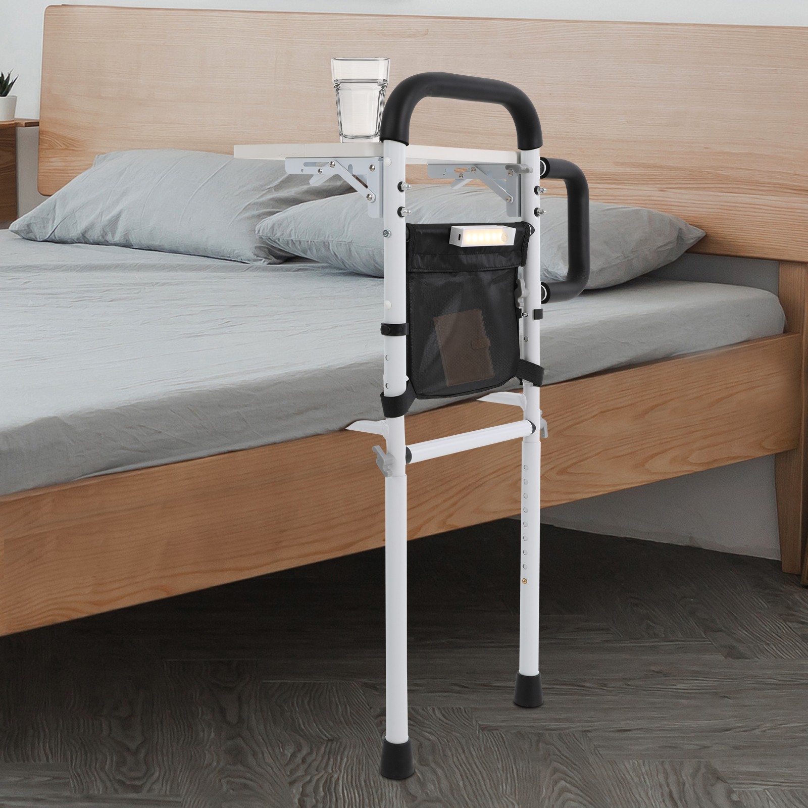Height Adjustable Bed Rail for Seniors, Sturdy Support & Storage Solutions