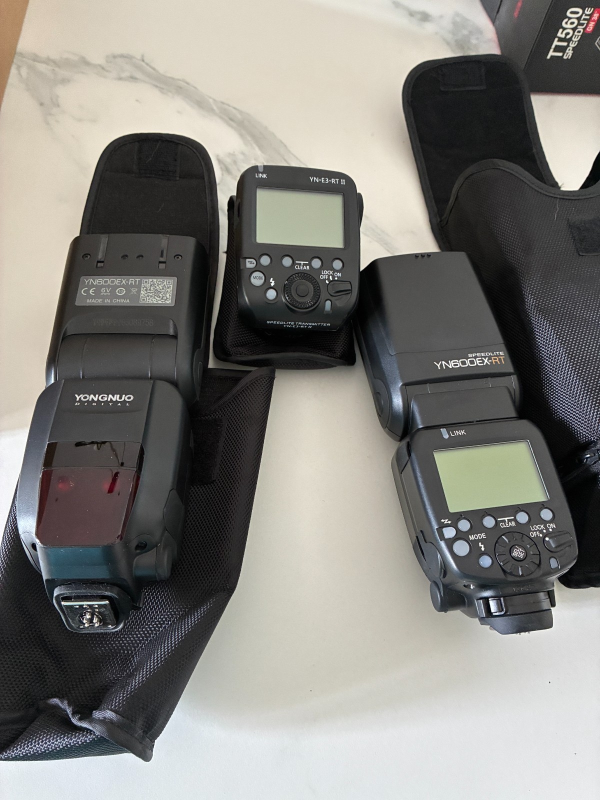 Yongnuo Flash Kit: Pair YN600EX-RT Speedlite Flashes + YN-E3-RT II Transmitter