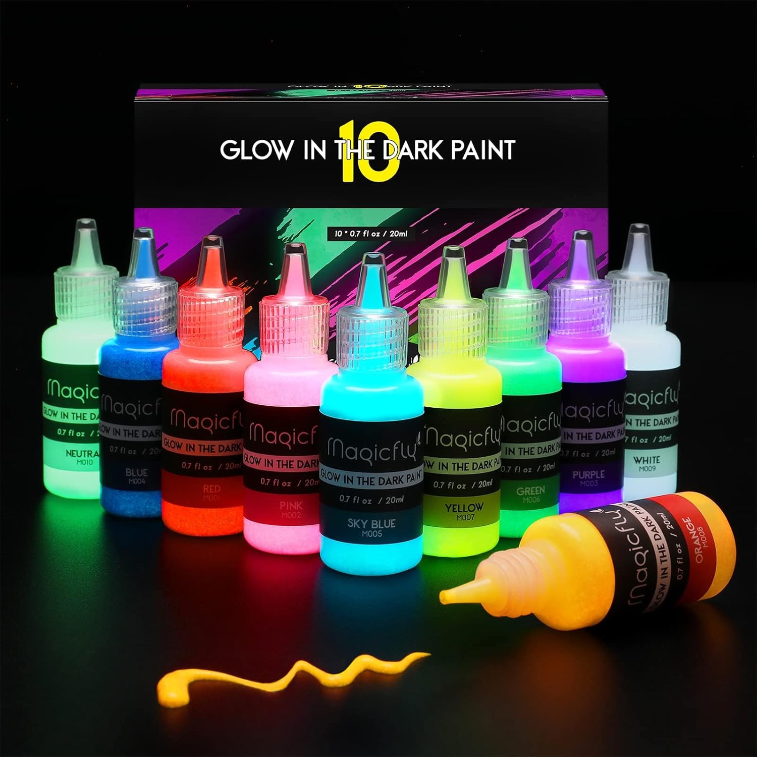 0.7 Fl Oz (Pack of 10), Blue,Green,Orange,Pink,Purple,Red,Sky Blue,White