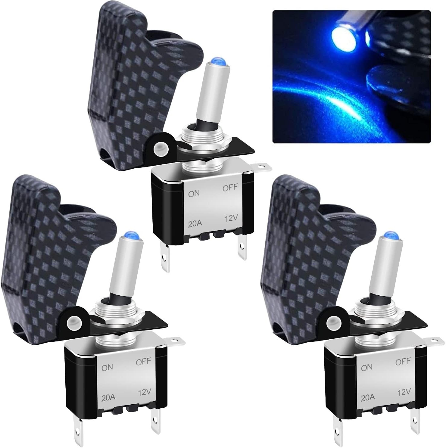 /3Pcs Rocker Toggle Switch 12V 20A Heavy Duty Racing Car Automotive Auto SPST ON