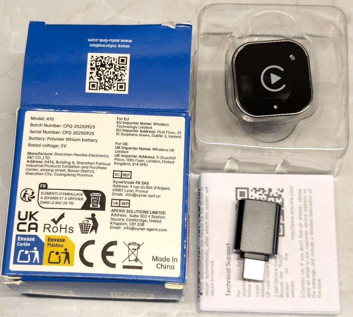 New Wireless CarPlay Android Auto Adapter USB C Bluetooth Car Smart Dongle A10