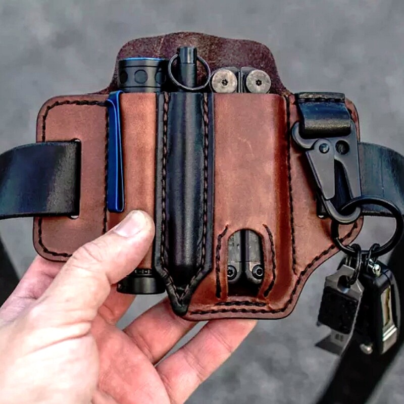 Multitool PU Leather Sheath EDC Pocket Organizer Man Sheath With Pen Holder US
