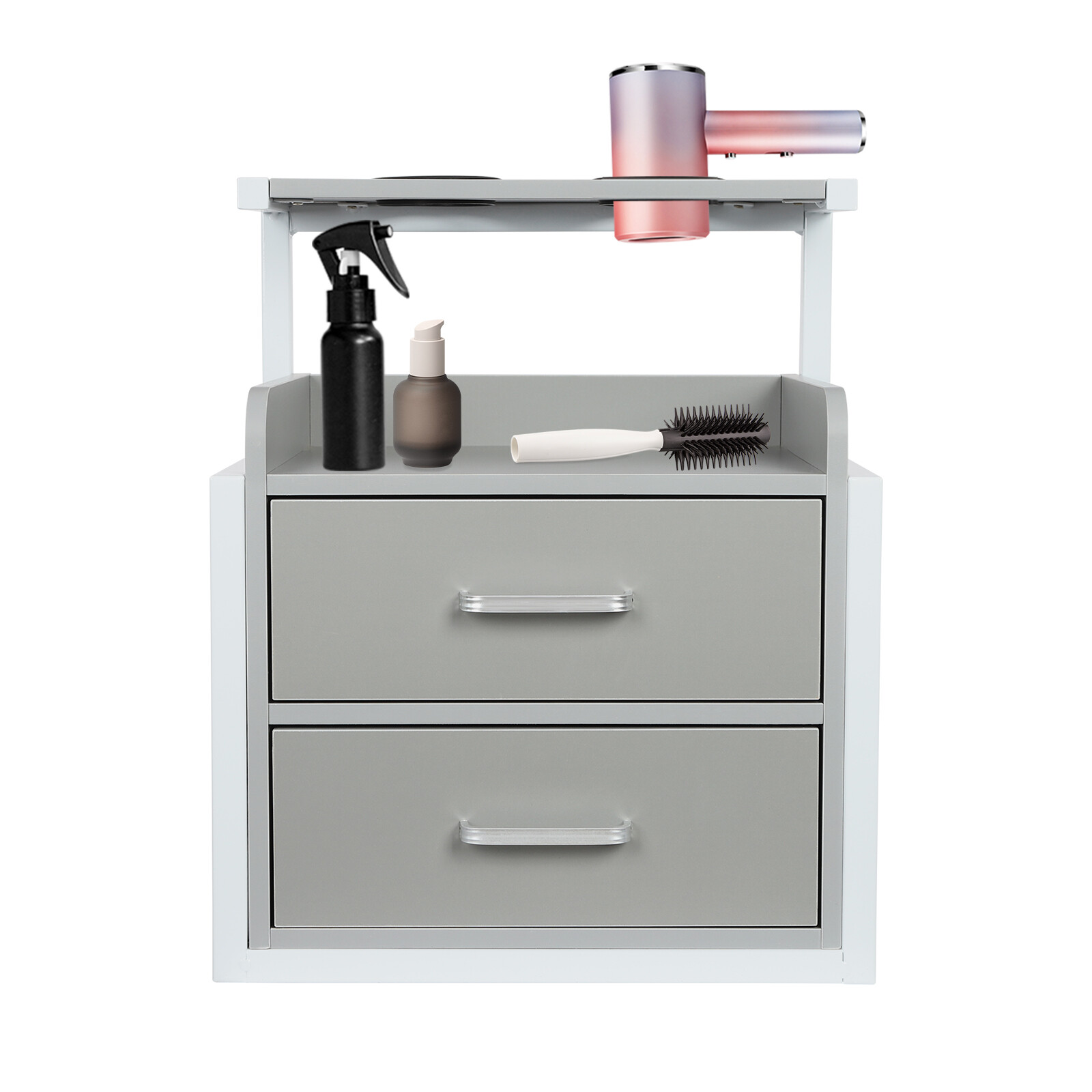 Wall Mount Salon Storage Cabinet w/2 Drawers Barber Beauty Styling Wall Cabinet