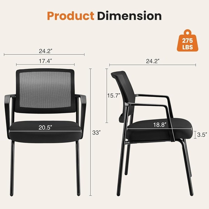 Ergonomic Stackable Office Chair W/ Breathable Mesh Backrest Comfort Support New