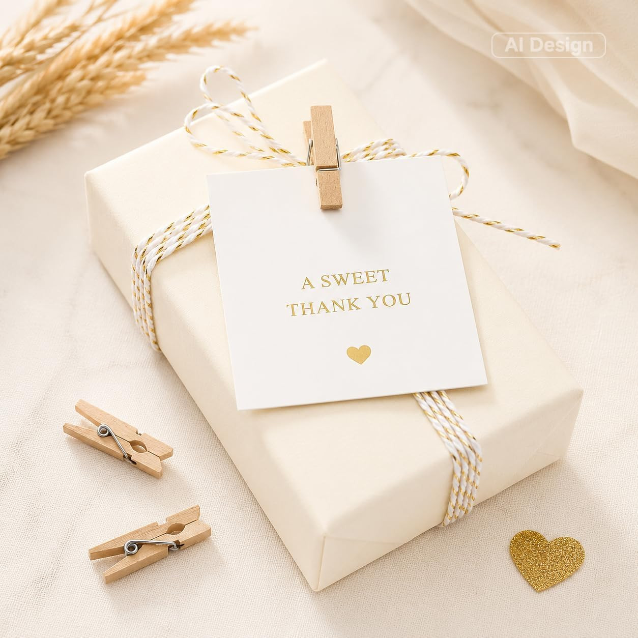 100Pcs Clothespins with String, 1.4Inch Mini Wooden Clothes Pins with 328Ft J...