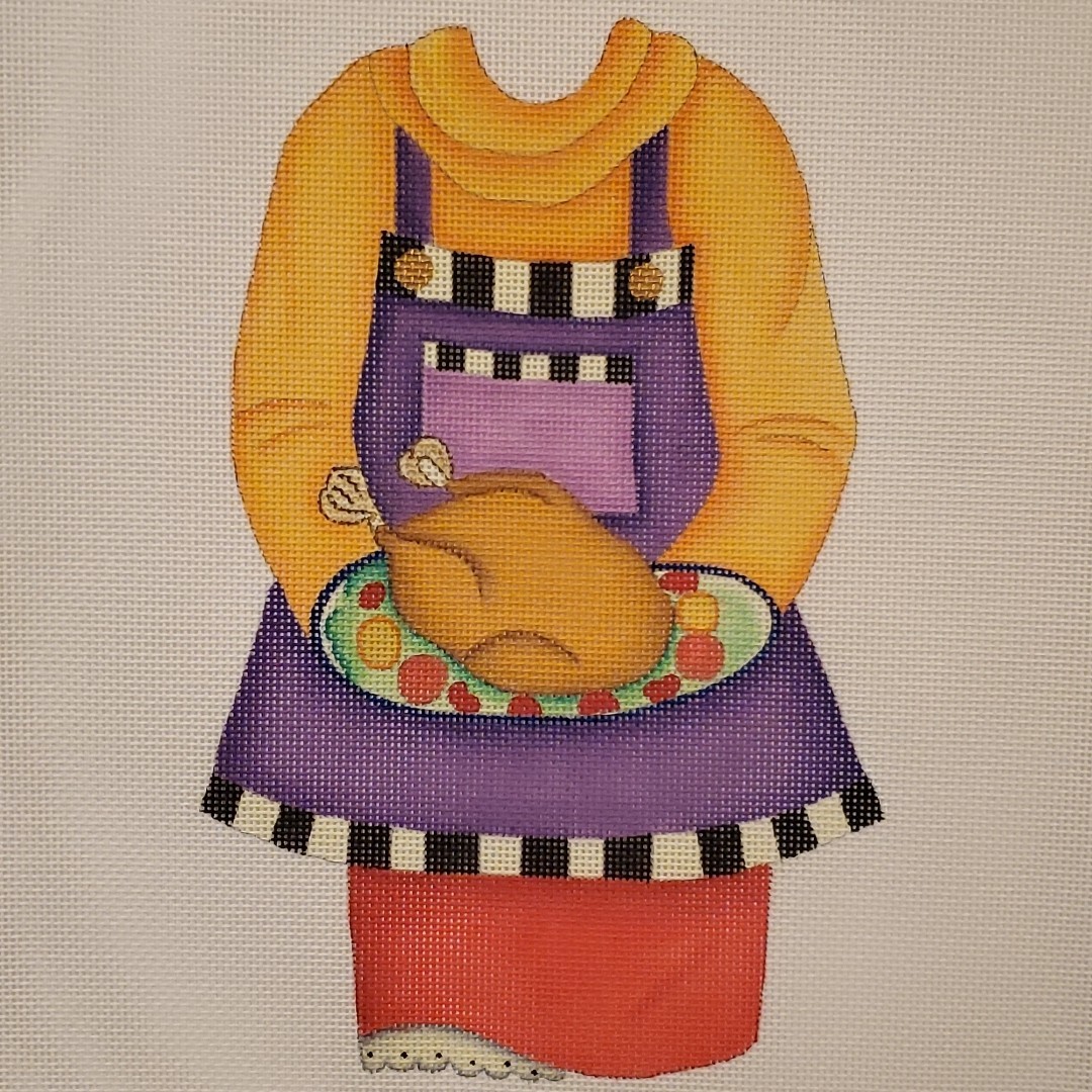 Paper Doll Club NEEDLEPOINT CANVAS Lisa Kraus Maggie 18 ct turkey Thanksgiving