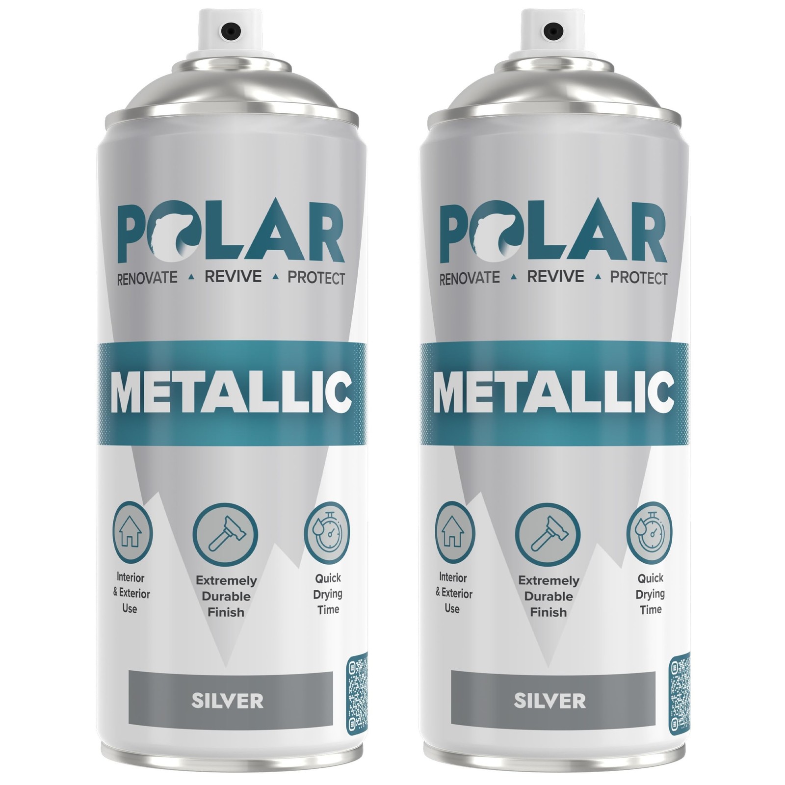 Polar Metallic Silver Spray Paint - 2 x 13.5 Fl Oz | Multi-Purpose Interior &...